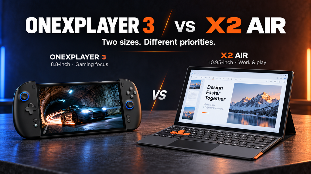 ONEXPLAYER 3 vs. X2 Air: Comparing 8.8-inch and 10.95-inch 3-in-1 Devices