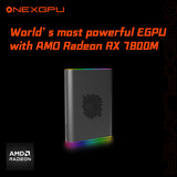 OneXGPU 2 external GPU featuring AMD Radeon RX 7800M, ideal external graphics card for laptops and mini PCs.