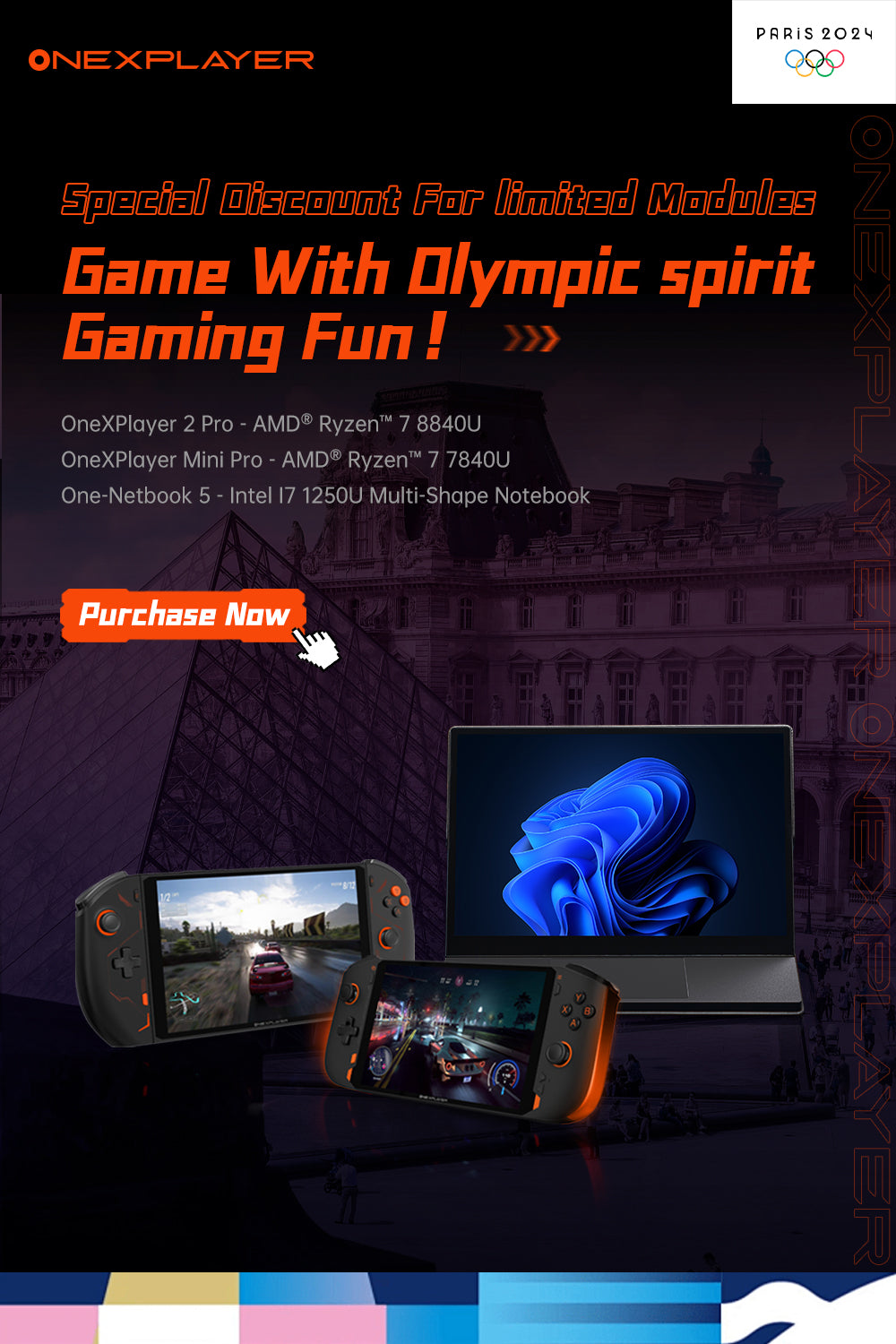 ★ONEXPLAYER mini Pro ONEXMRP-B20R ブラック＆オレンジ 7.0型 Windows11 Home AMD Ryzen 7 RAM 32GB SSD 2TB 中古★004319